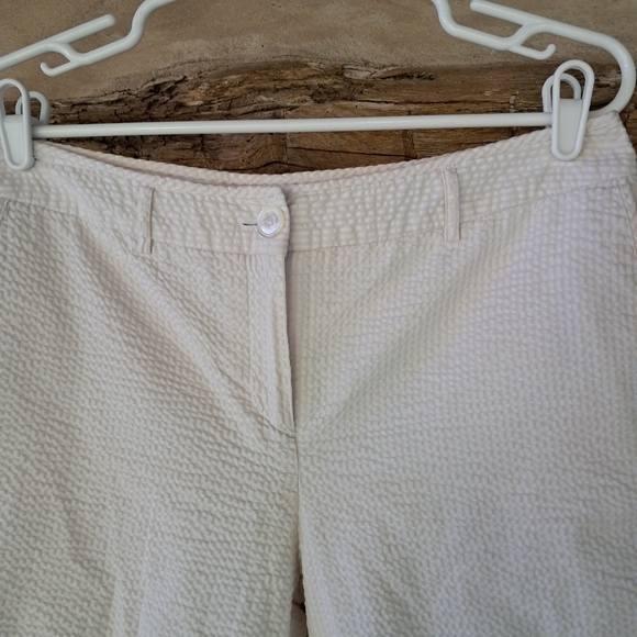 George Cream Cotton Seersucker Capri Pants Size 10 - Picture 2 of 7